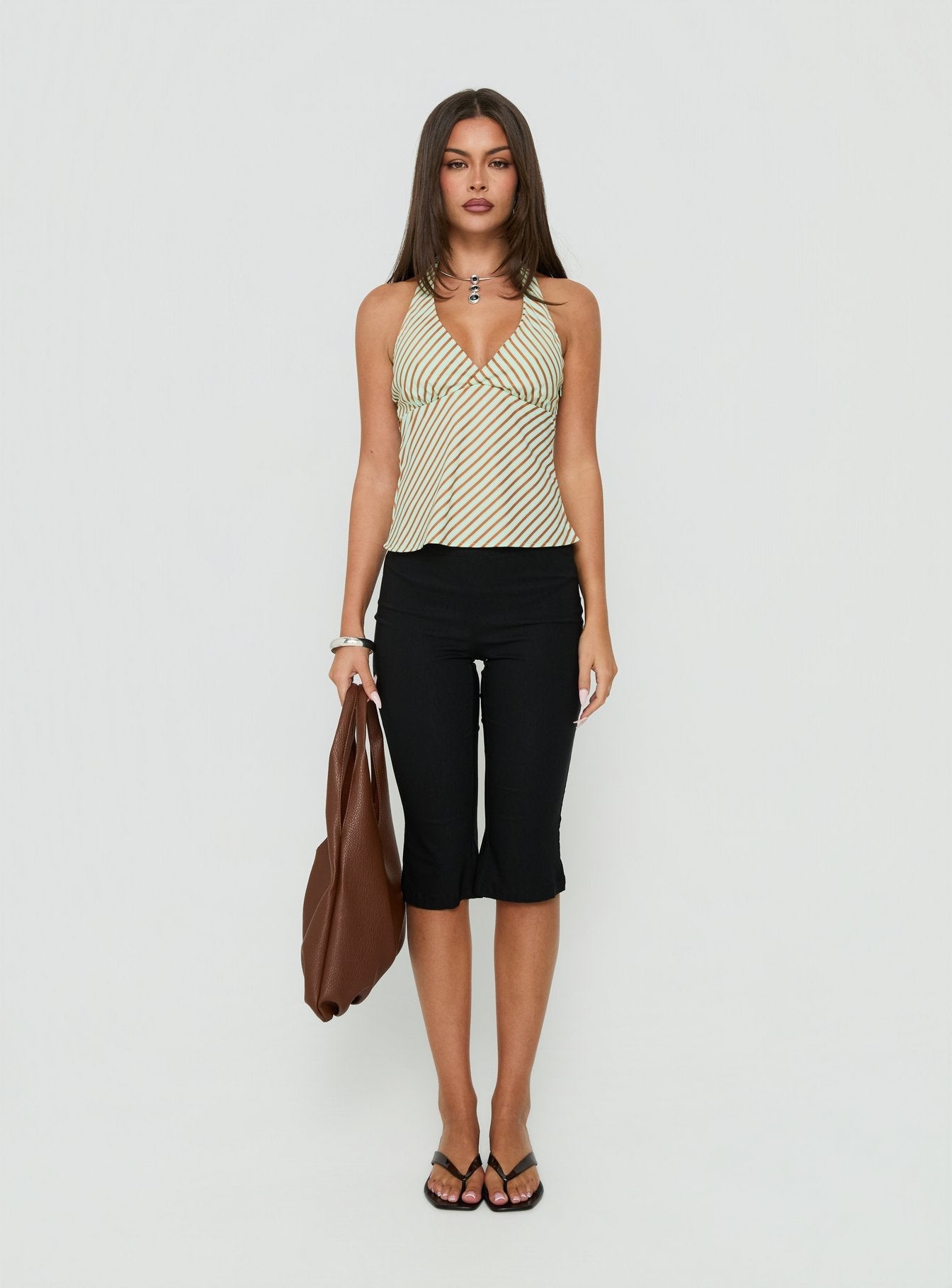Golden Drift Halter Top Sage / Orange Stripe
