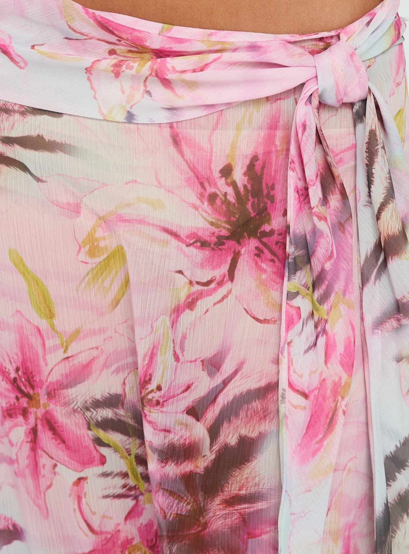 Karzi Chiffon Maxi Skirt Pink Floral