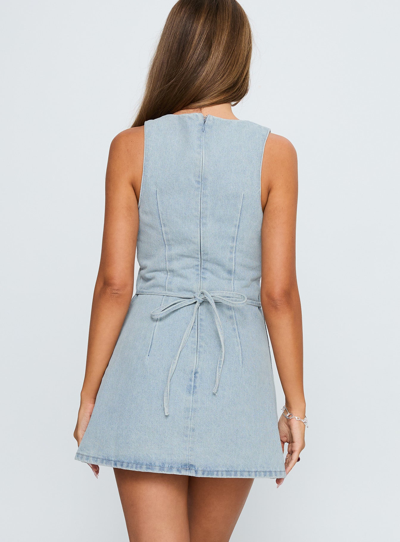 Ainsleigh Shift Denim Playsuit Light Wash Petite