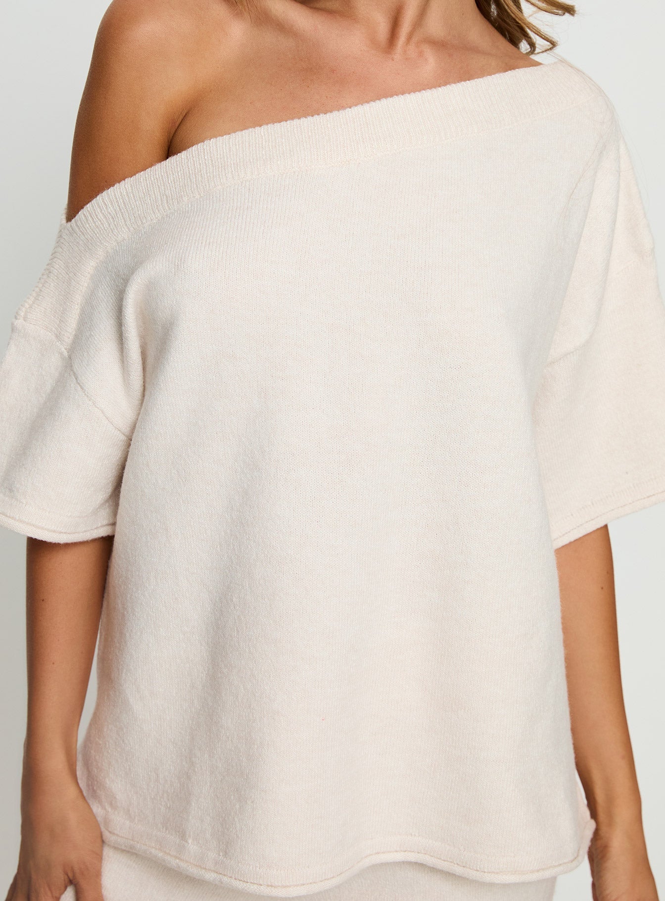 Kourta Off Shoulder Oversized Knit Top Oat