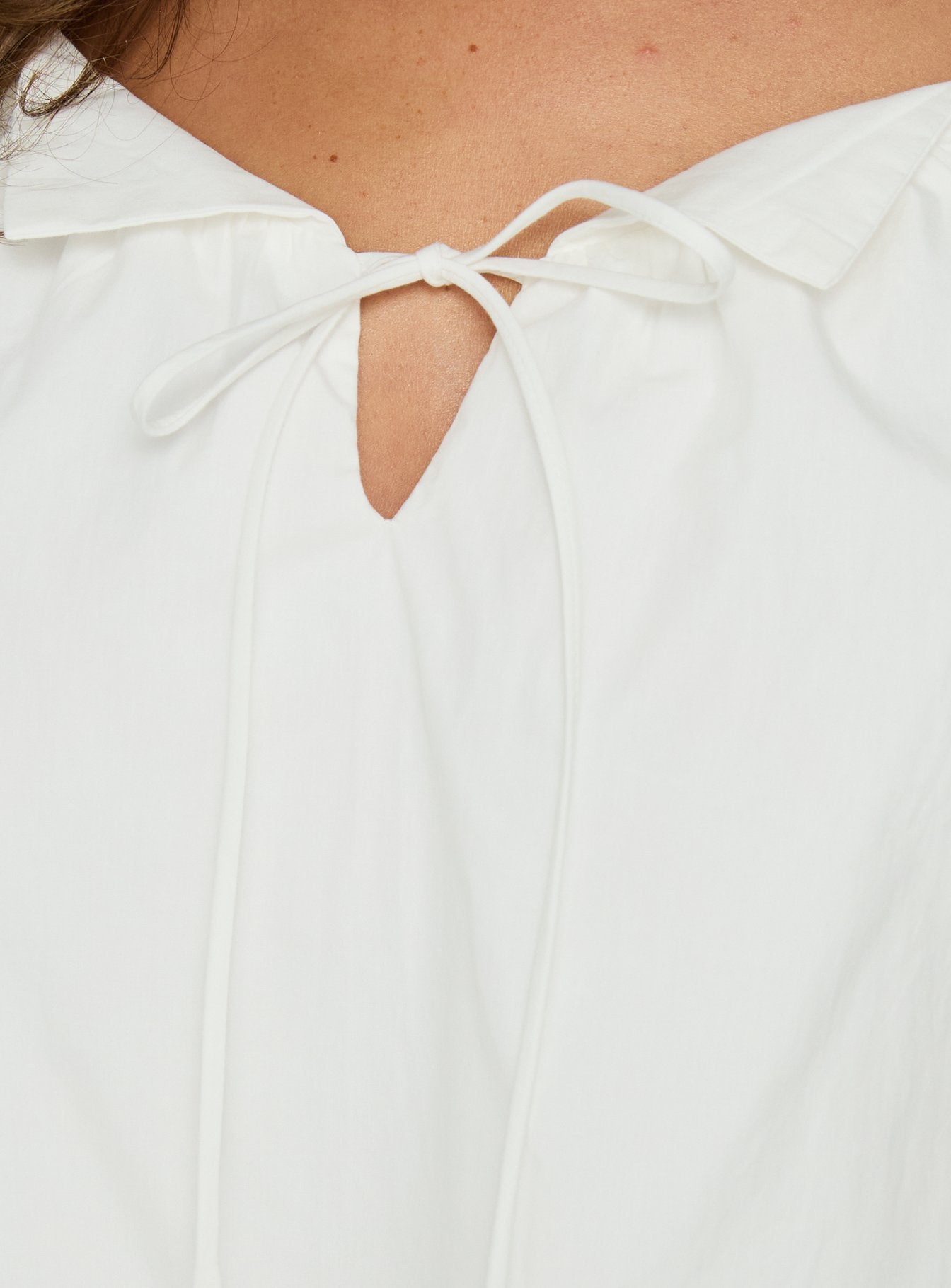 Luceah Tie Detail Babydoll Top White