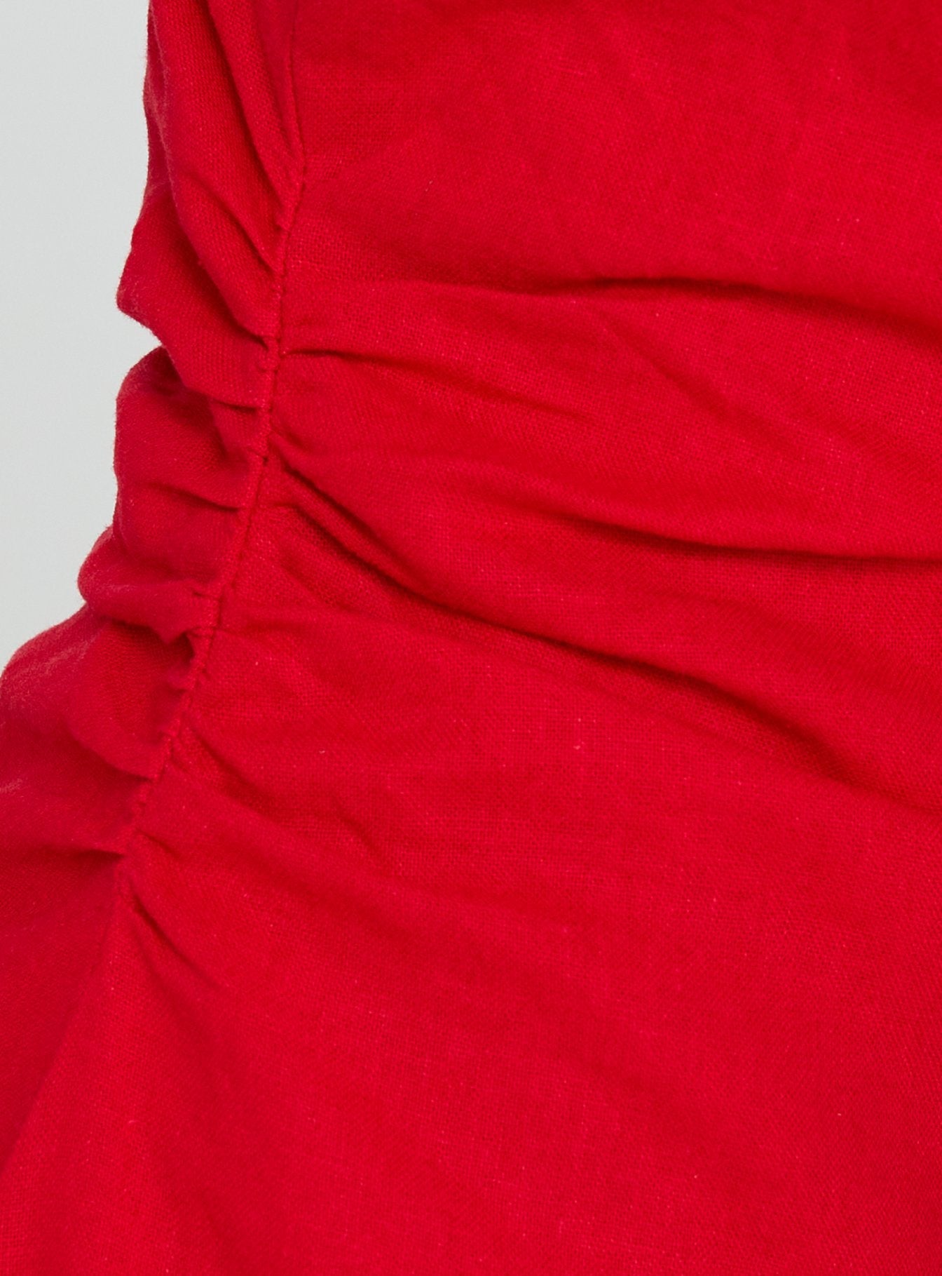 Veara Linen Low Back Tie Detail Romper Red