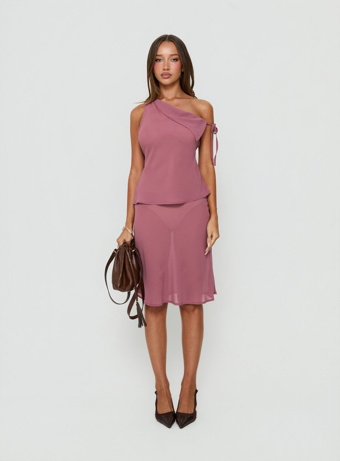 Vianna Sheer Midi Skirt Pink