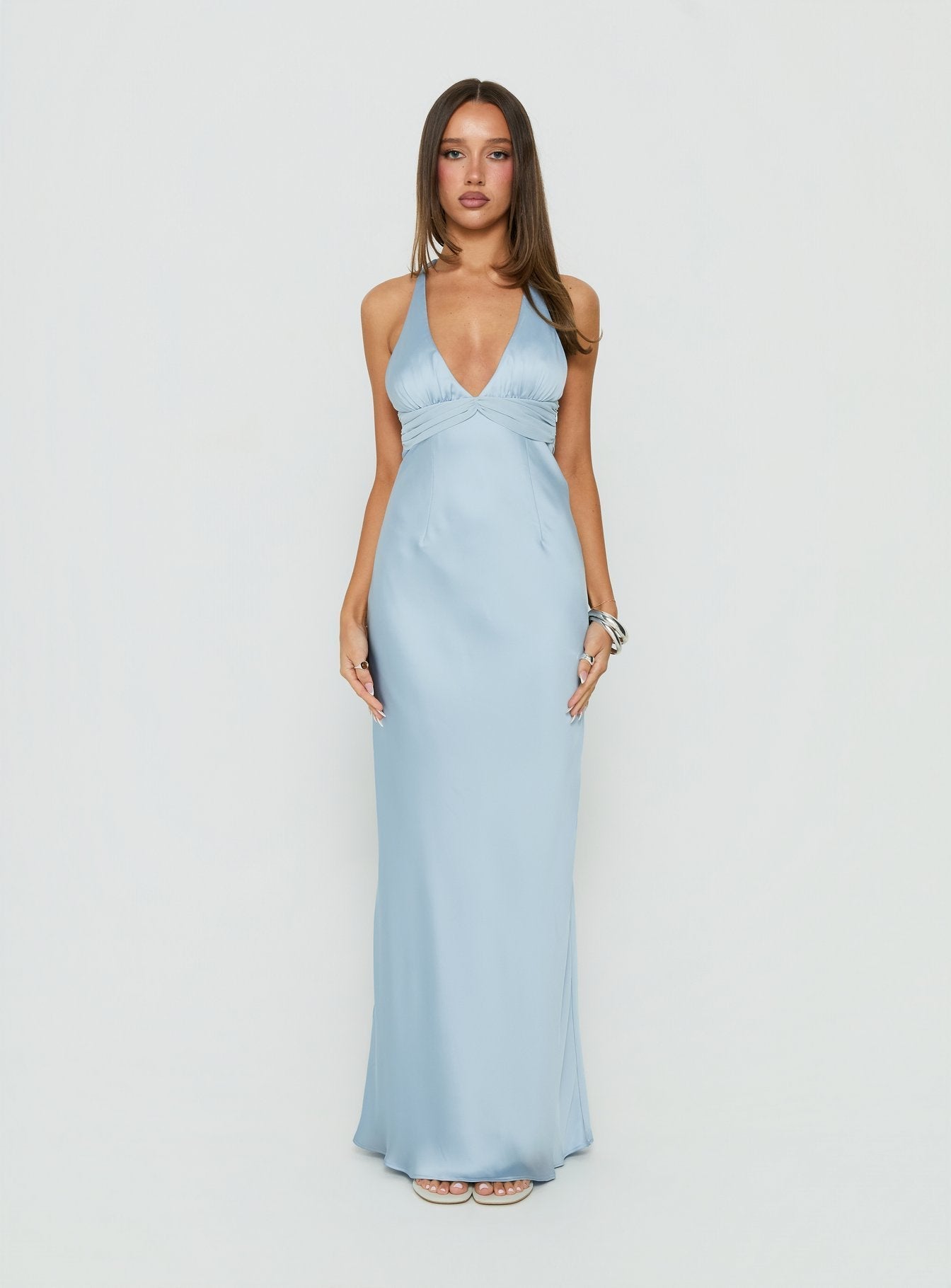 Odyssa Halter Maxi Dress Blue Slate