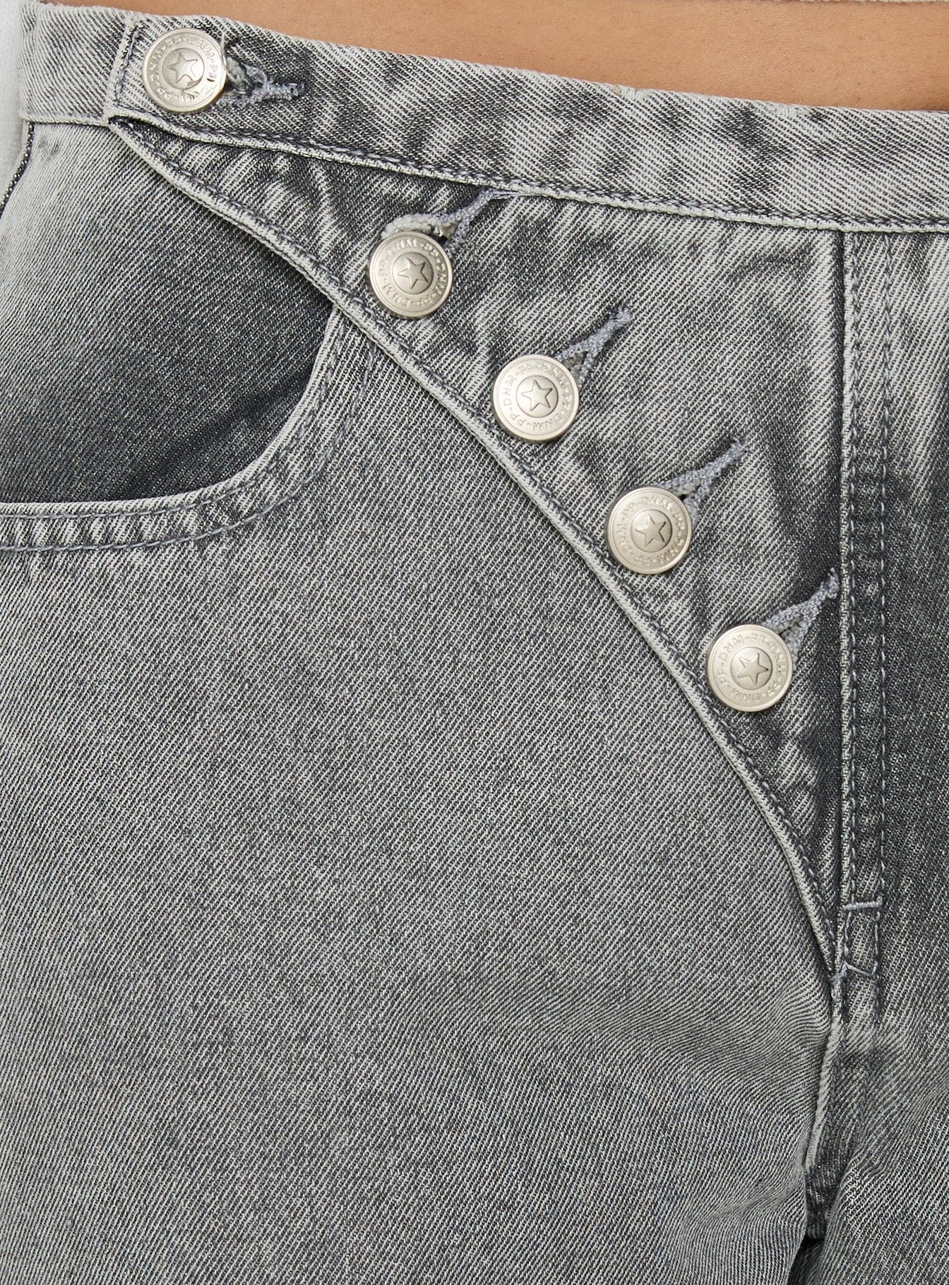 Pipper Asymmetrical Button Up Jeans Grey Wash
