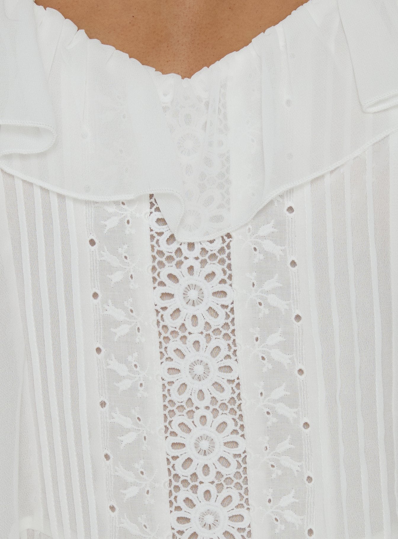 Somnielle Frill Lace Detail Top White