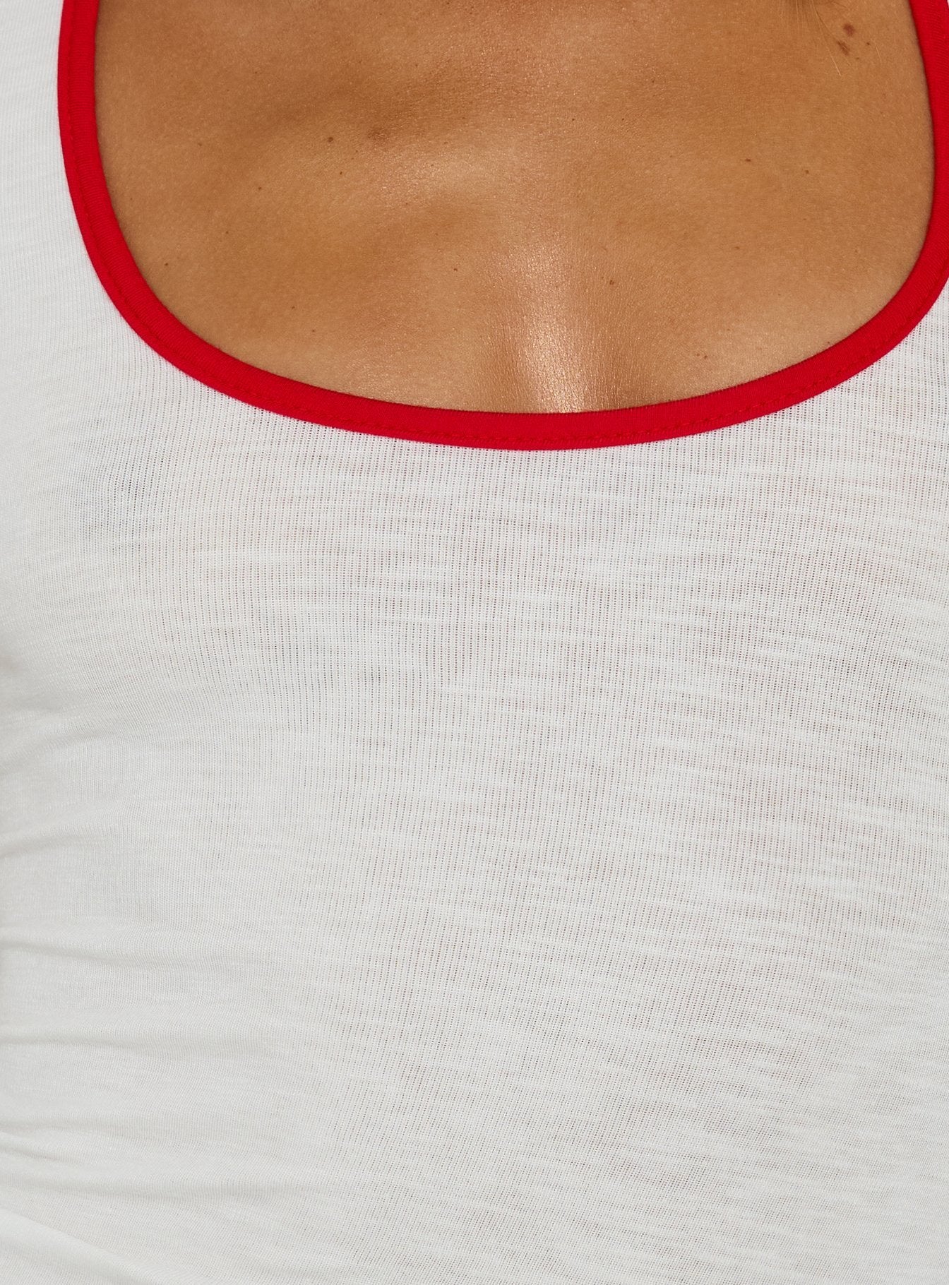 Sugar Talking Contrast Halter Top White / Red