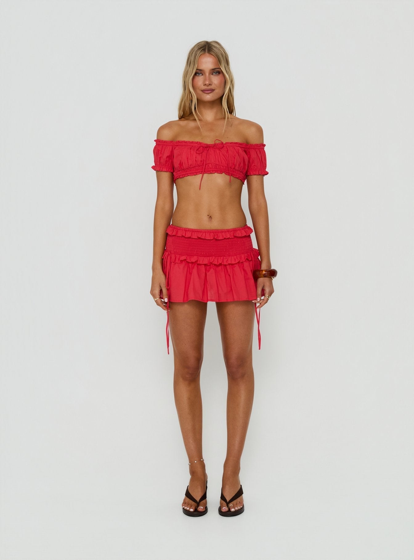 Corabel Ruffle Skort Red