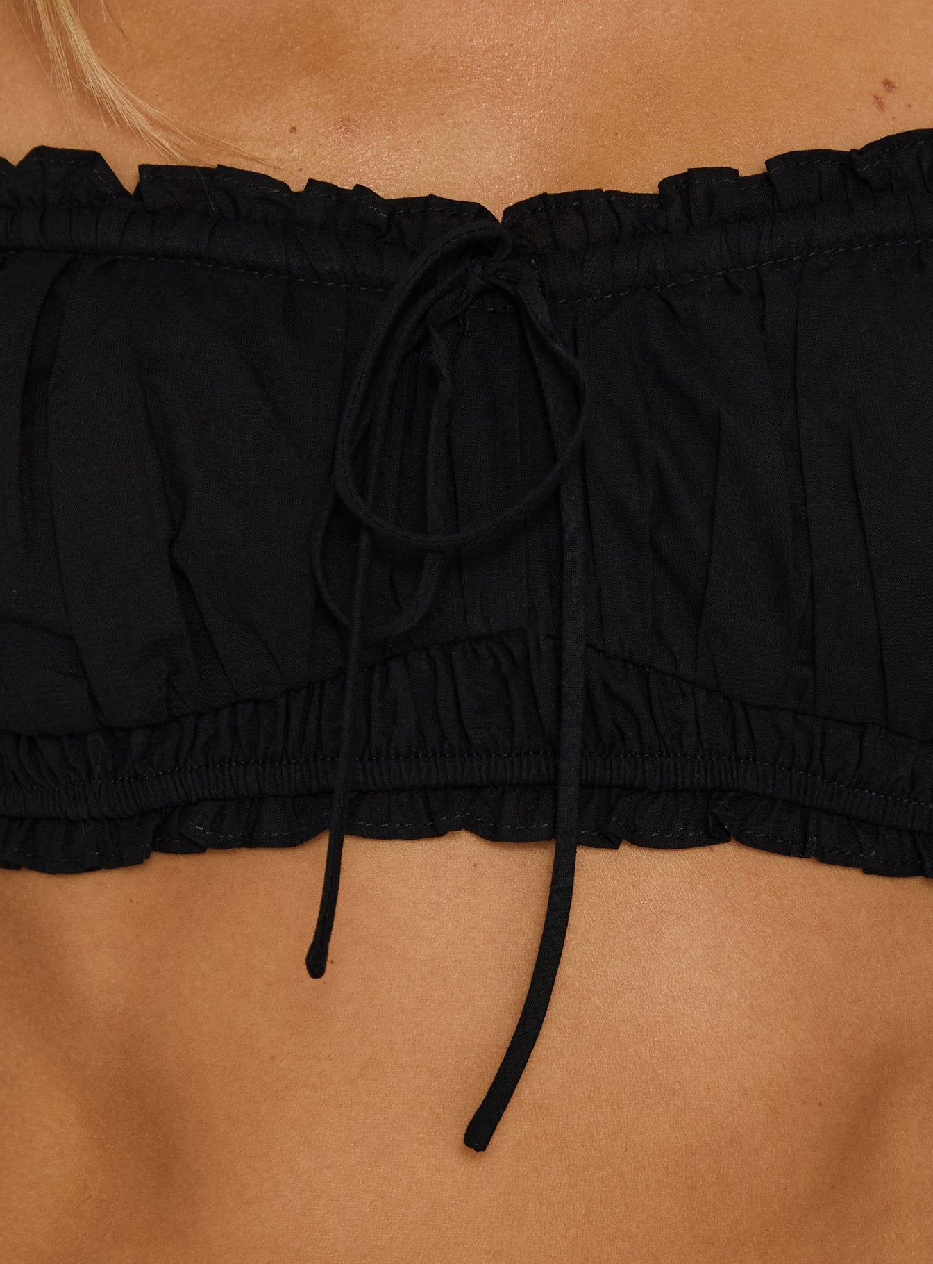 Corabel Off Shoulder Micro Crop Top Black