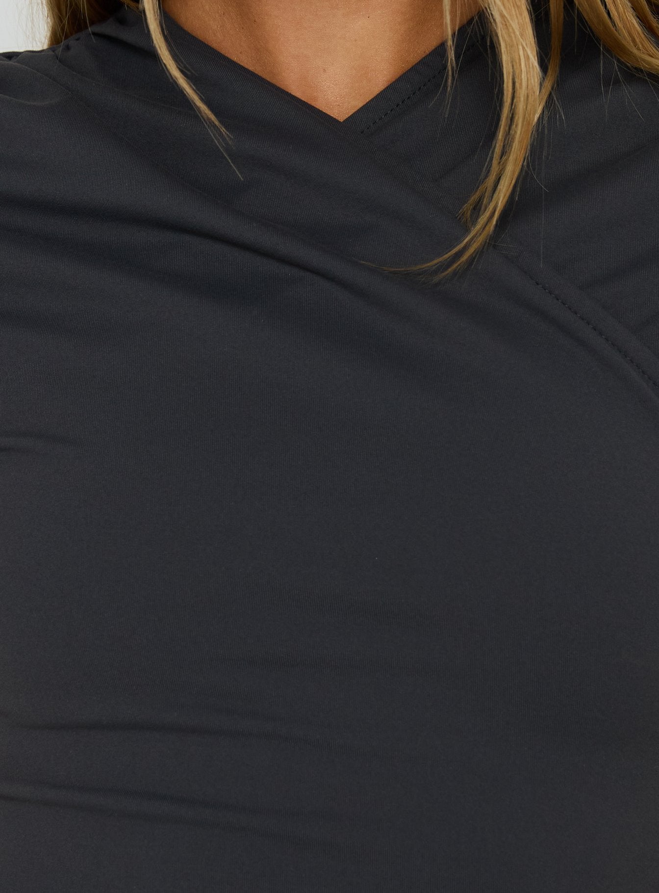 Daily Define Wrap Over Short Sleeve Top Slate Grey