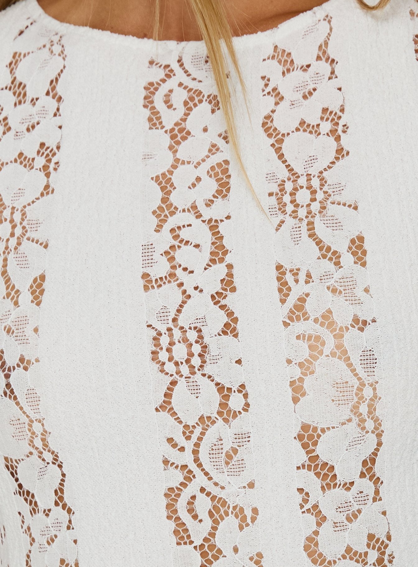 Laurenza Sheer Lace Maxi Dress Off White