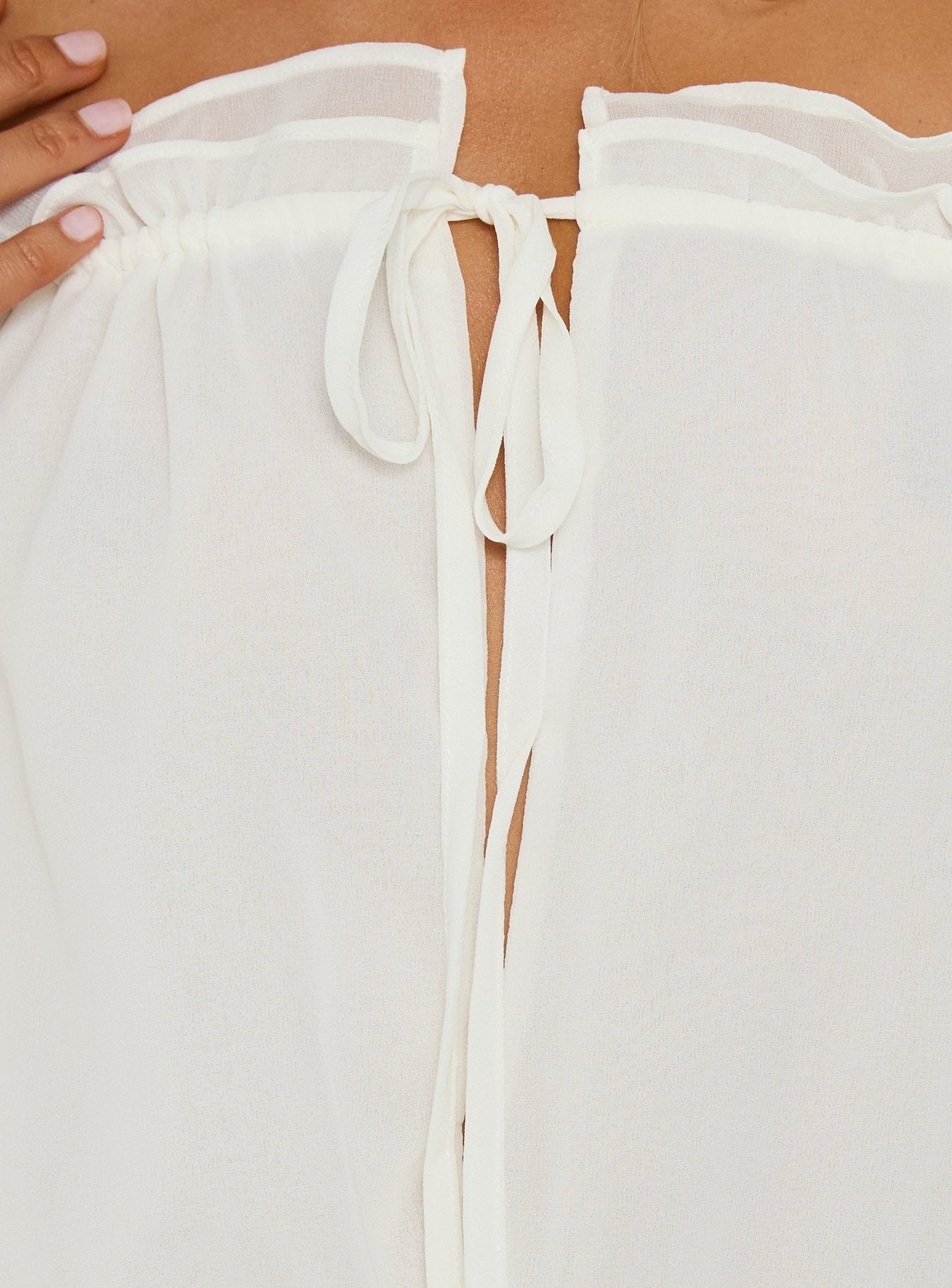 Felicita Off Shoulder Long Sleeve Chiffon Mini Dress Off White