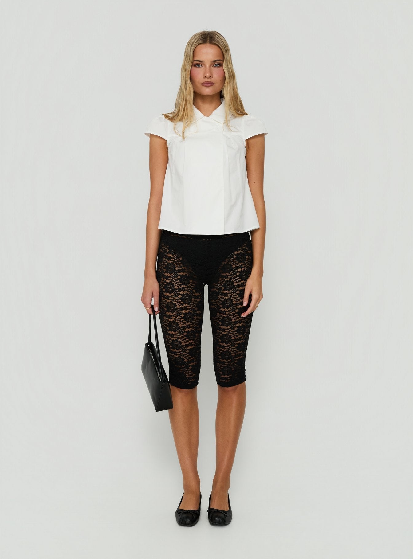 Junipah Collared Cap Sleeve Blouse Top White