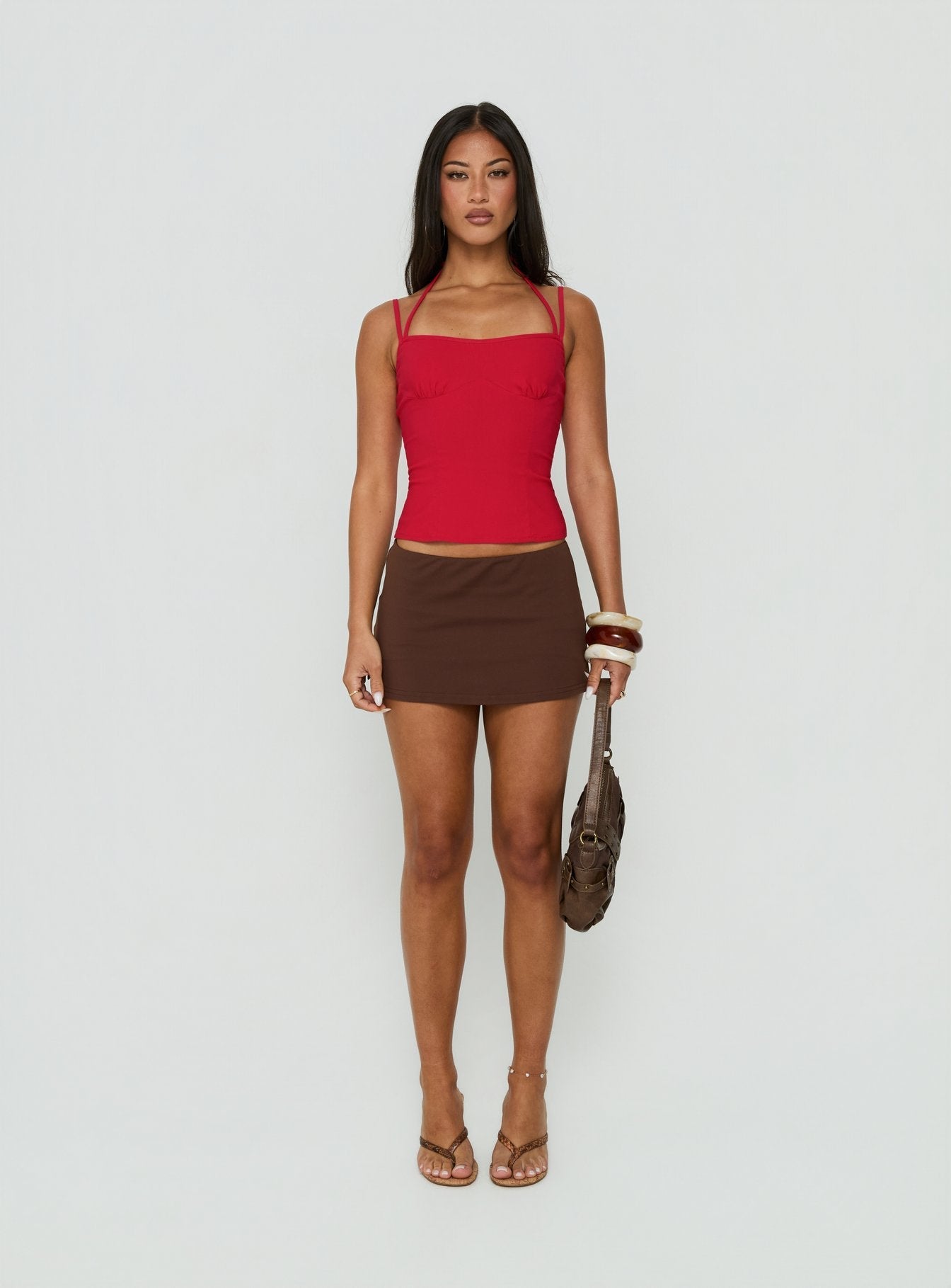 Antonita Structured Double Strap Top Red