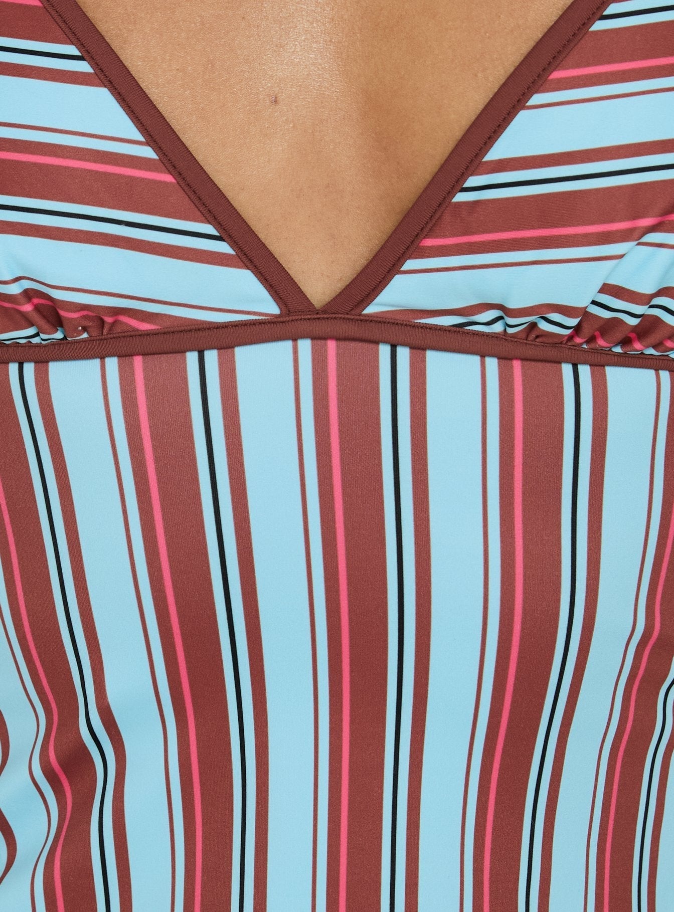 Makira Halter Top Brown / Blue Stripe