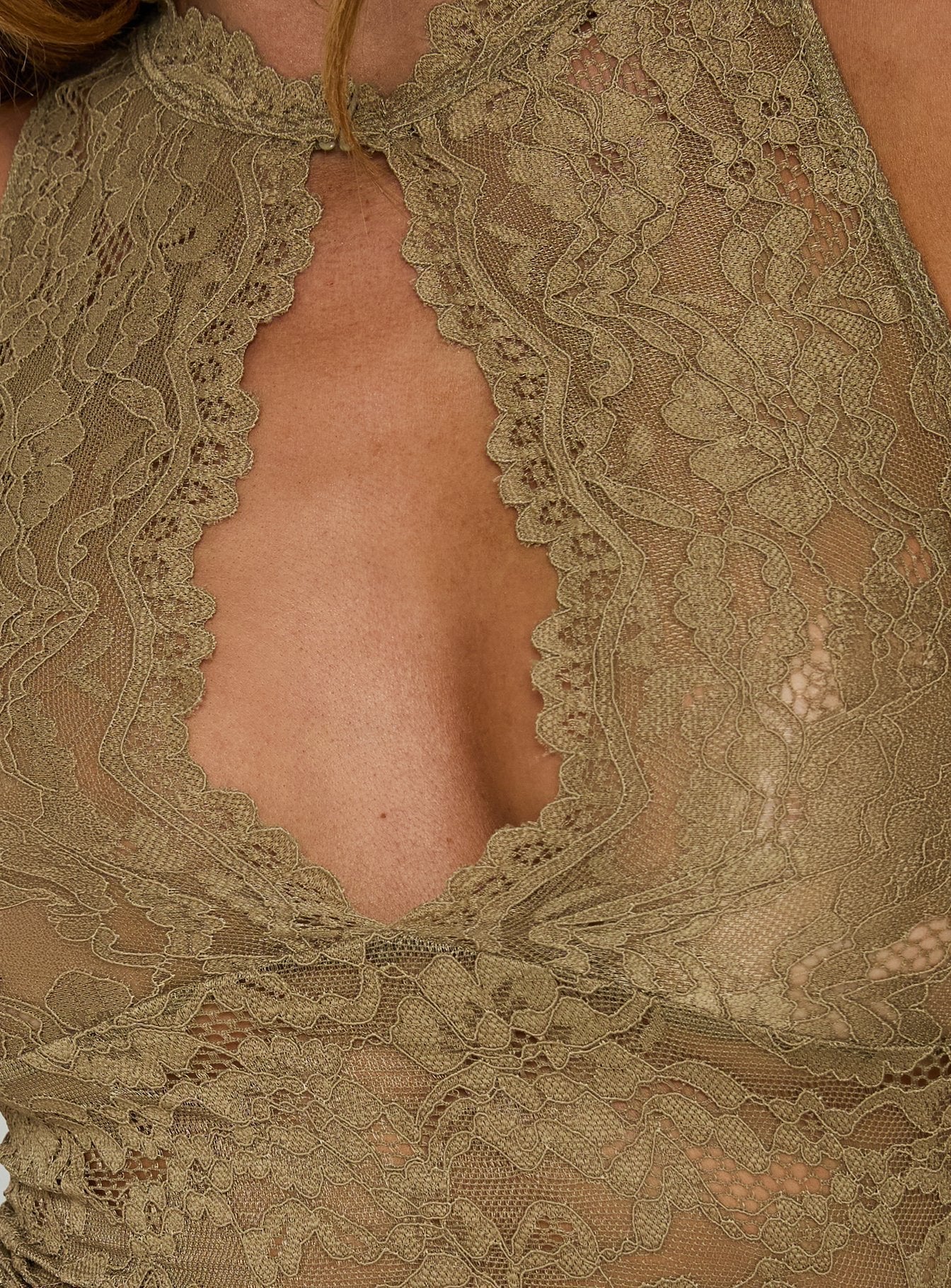 Quinbie Lace Sleeveless Top Green