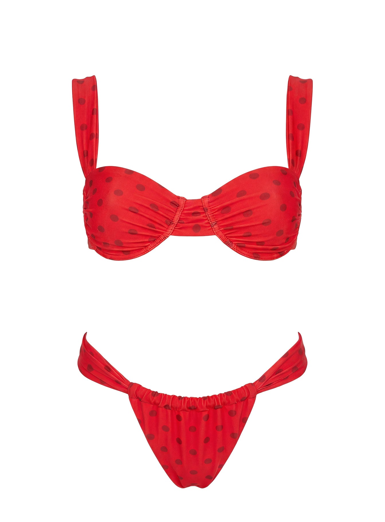 Heatwave Halo Underwire Bikini Top Red Polka