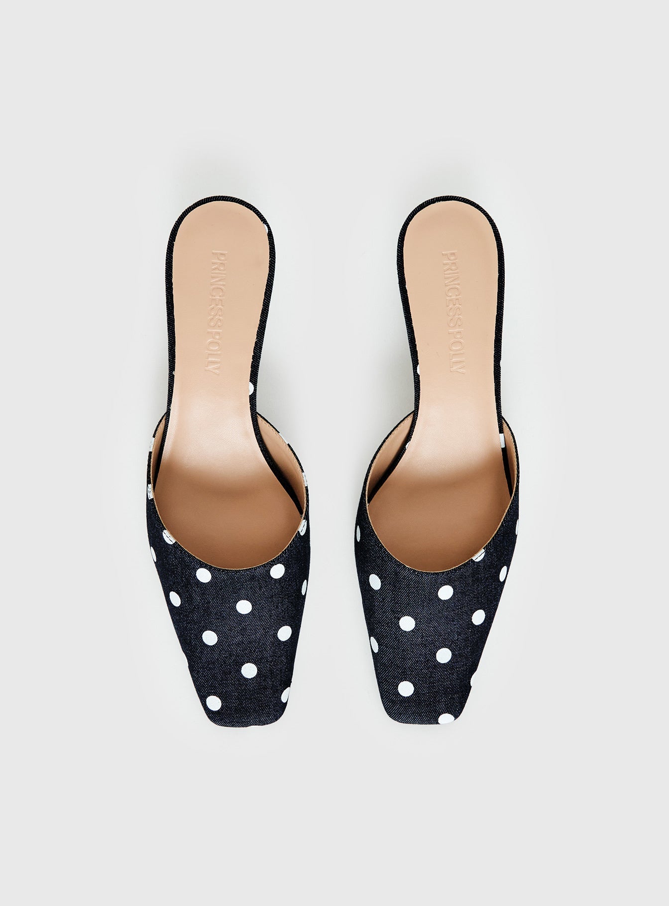 Kaelina Kitten Heels Denim Polka