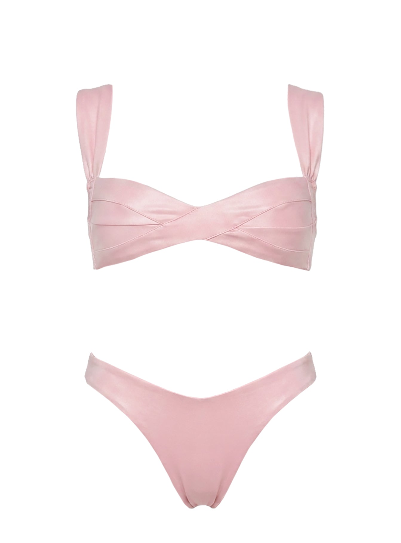 Blondey Bandage Bikini Top Metallic Pink