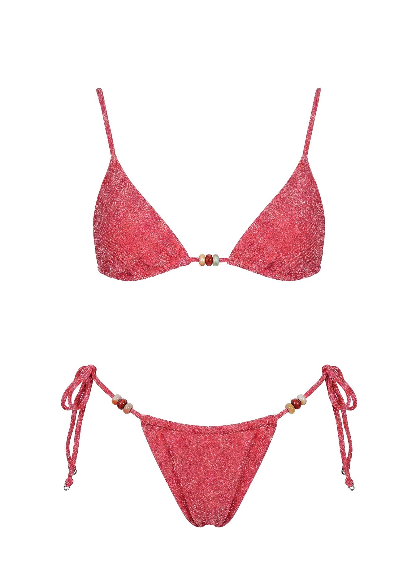 Ellery Triangle Bikini Top Red Shimmer