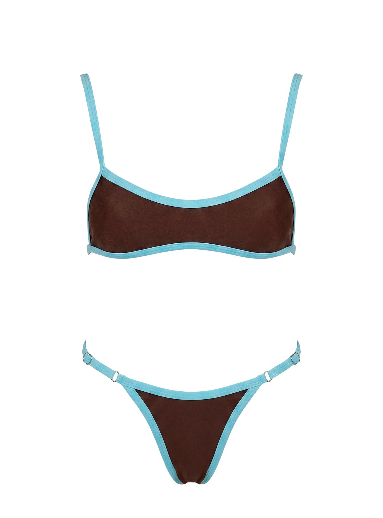 Jacopa Scoop Contrast Bikini Top Chocolate / Blue