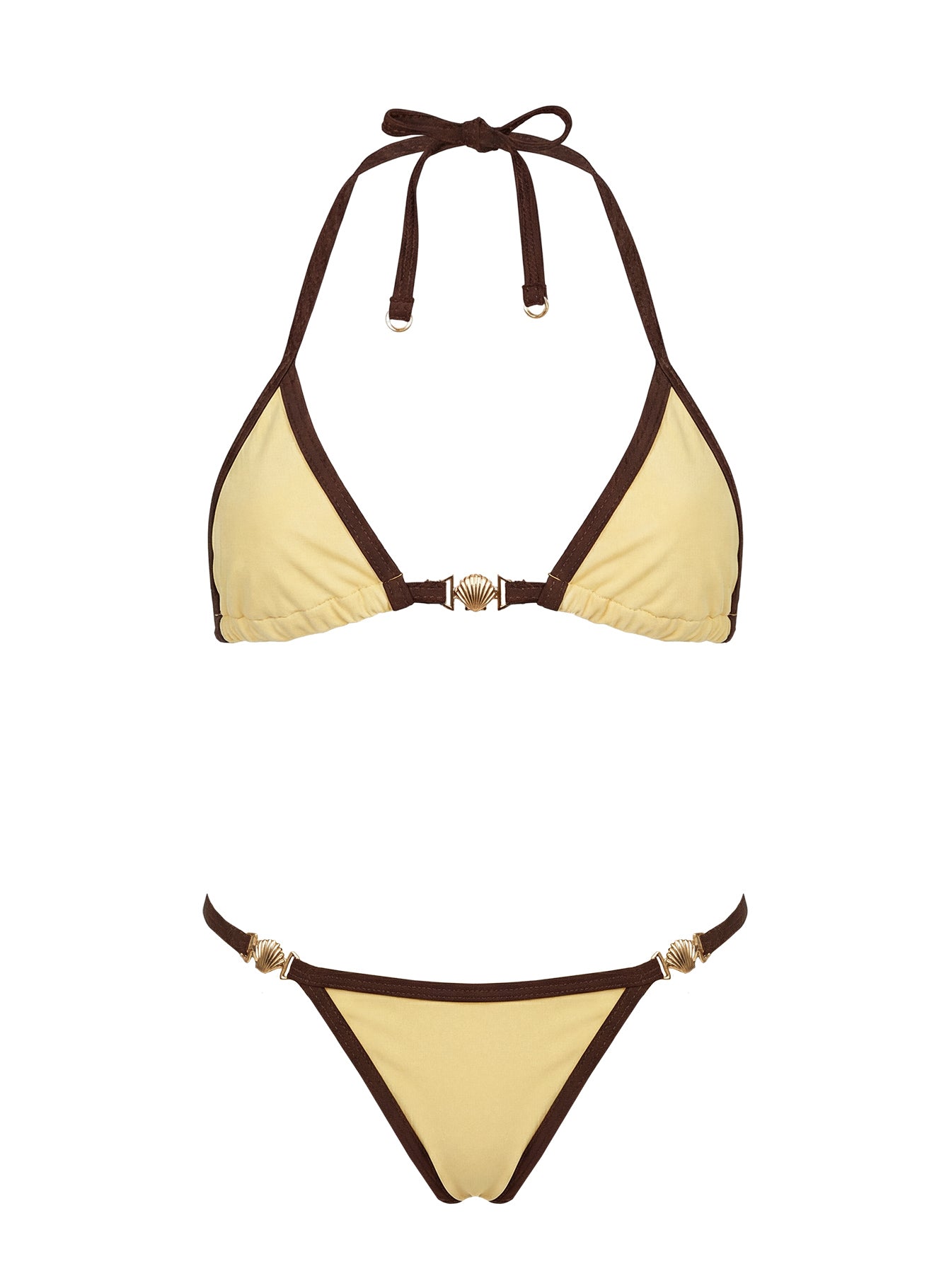 Beasley Cheeky Bikini Bottoms Yellow / Brown