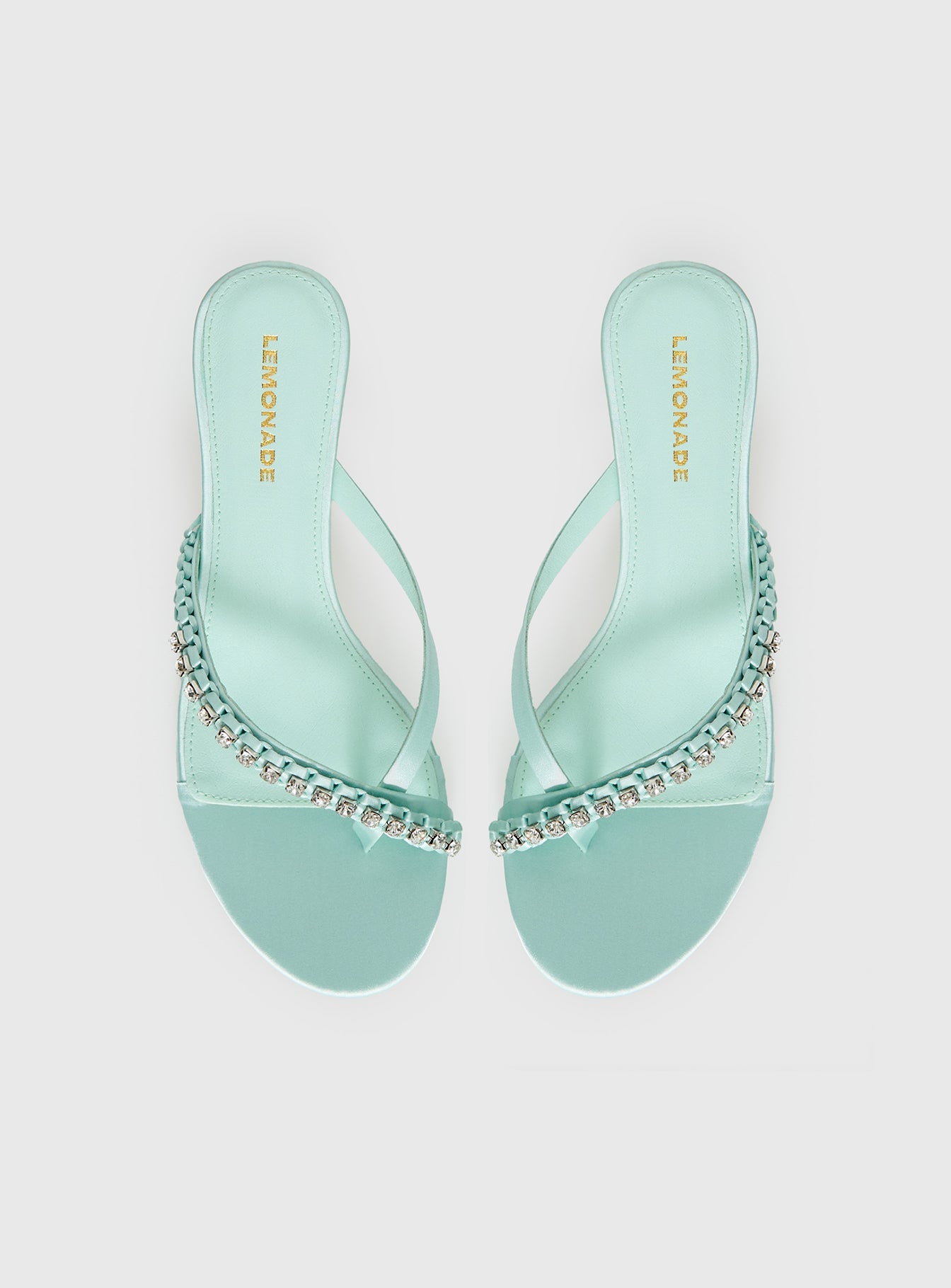 Little Italy Diamante Detail Thong Heels Aqua