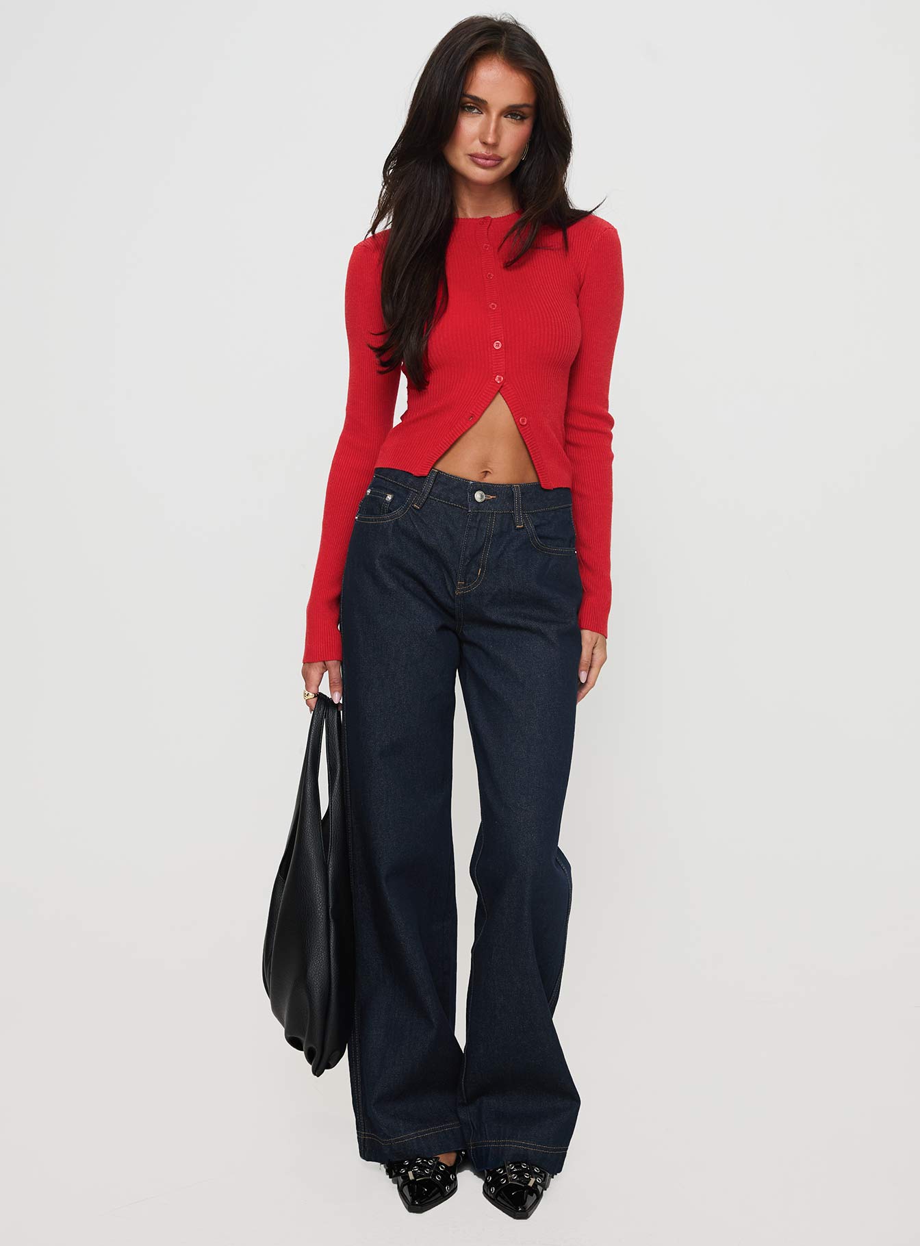 Jankins Mid Rise Baggy Jeans Dark Blue Wash