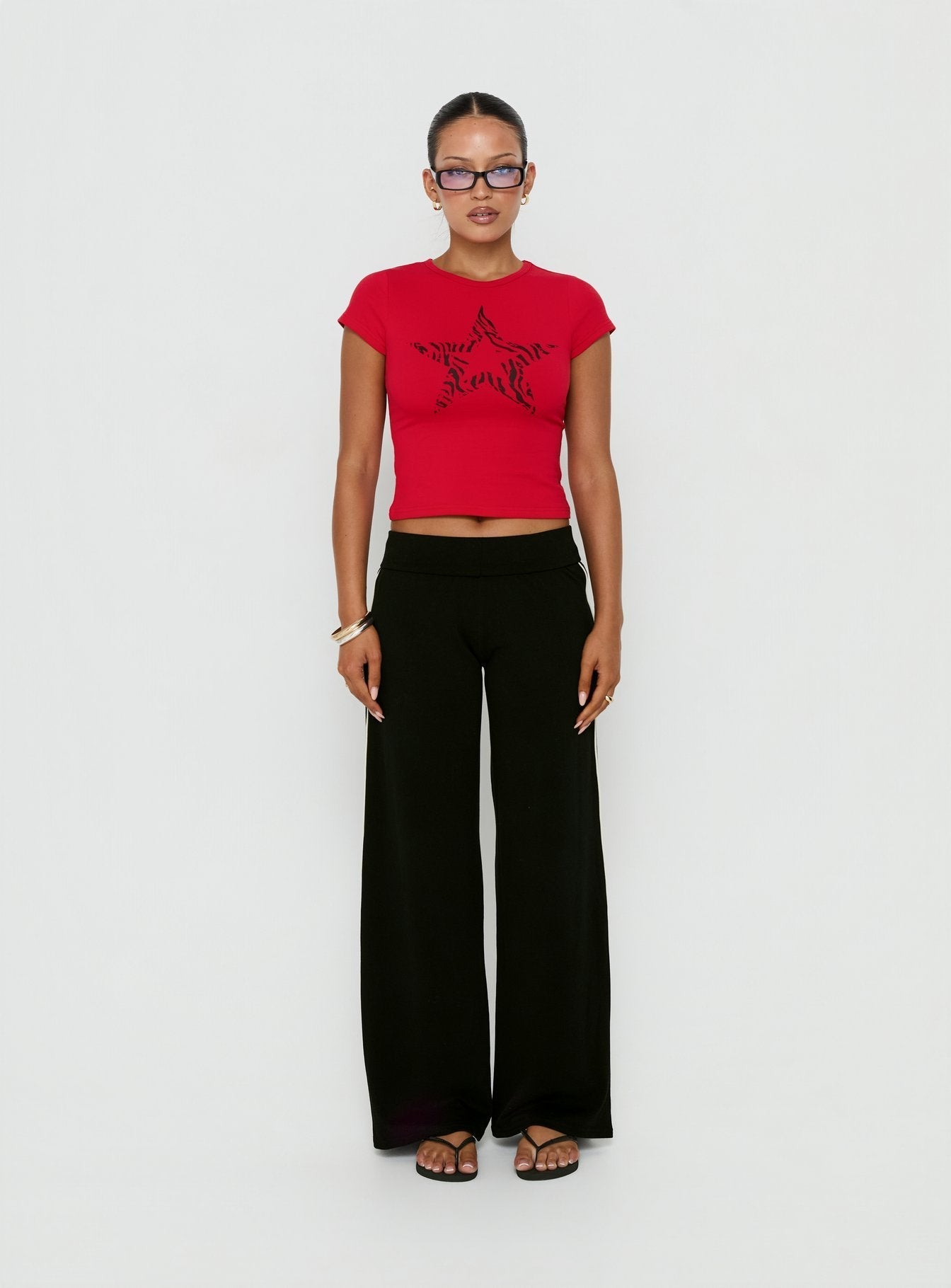 Rebel Star Graphic Baby Tee Red