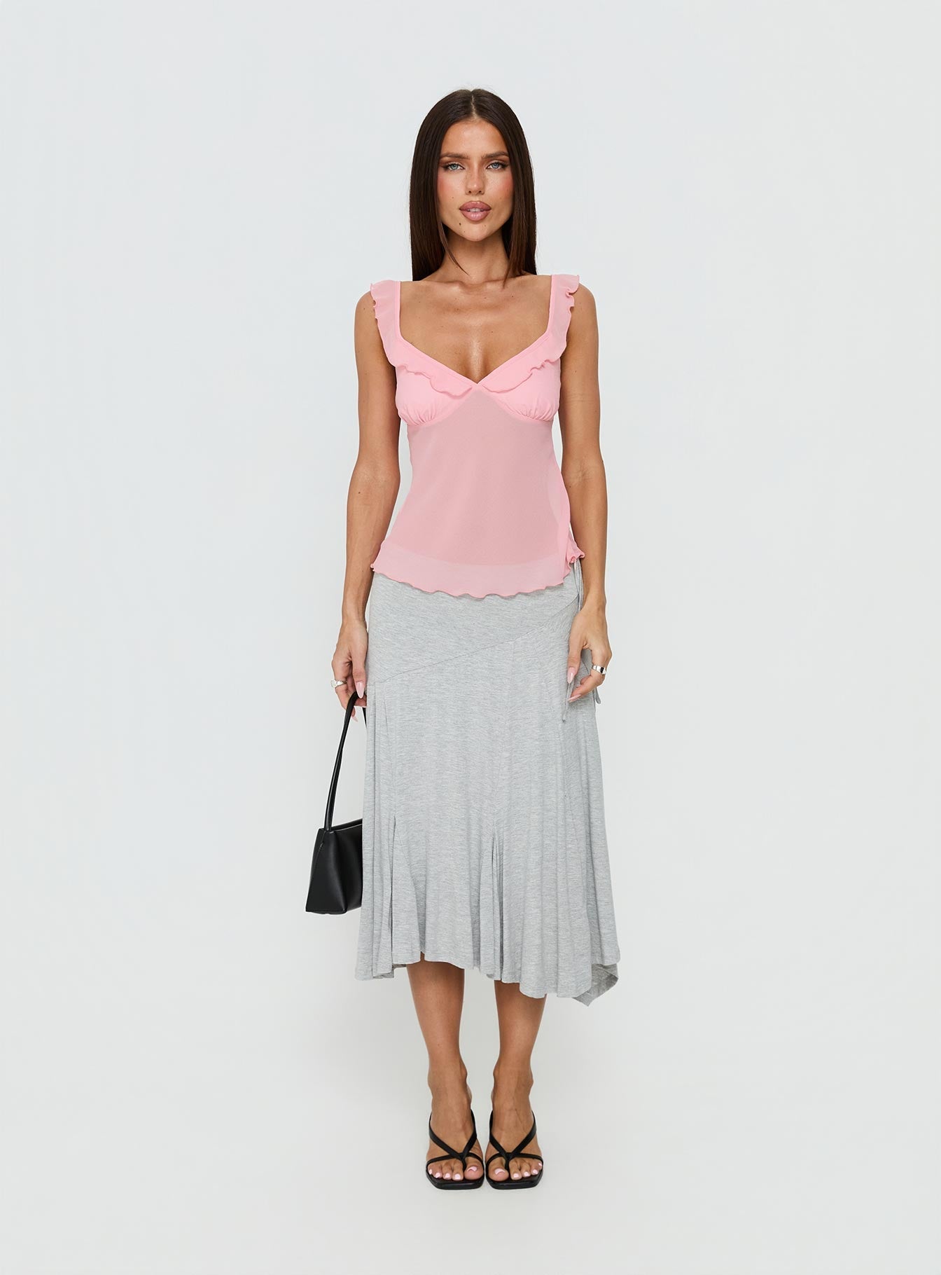 Zayliah Frill Detail Top Pink