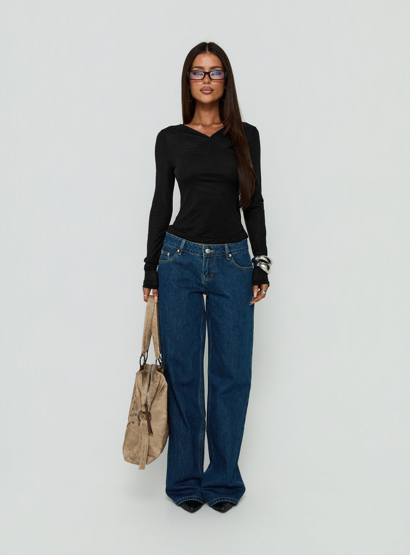 Tidal Wave Low Rise Straight Leg Jeans Dark Blue Wash