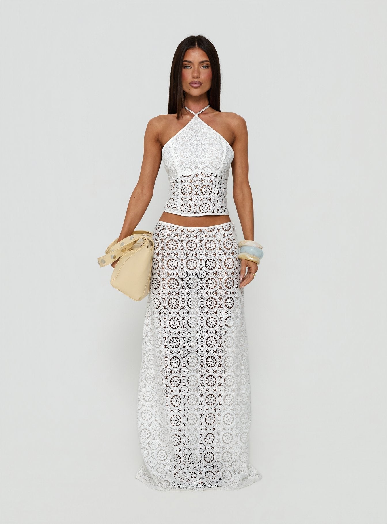 Starting Fresh Crochet Maxi Skirt White