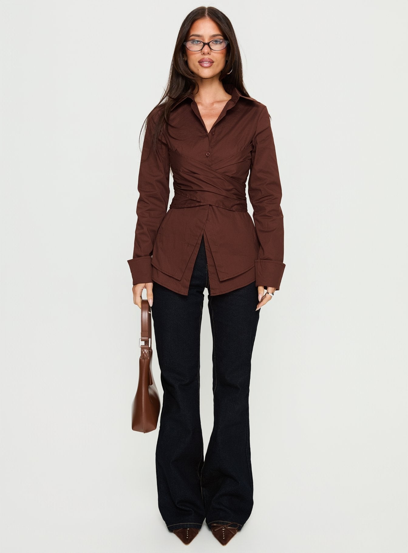 Shapeshifter Twist Long Sleeve Shirt Chocolate