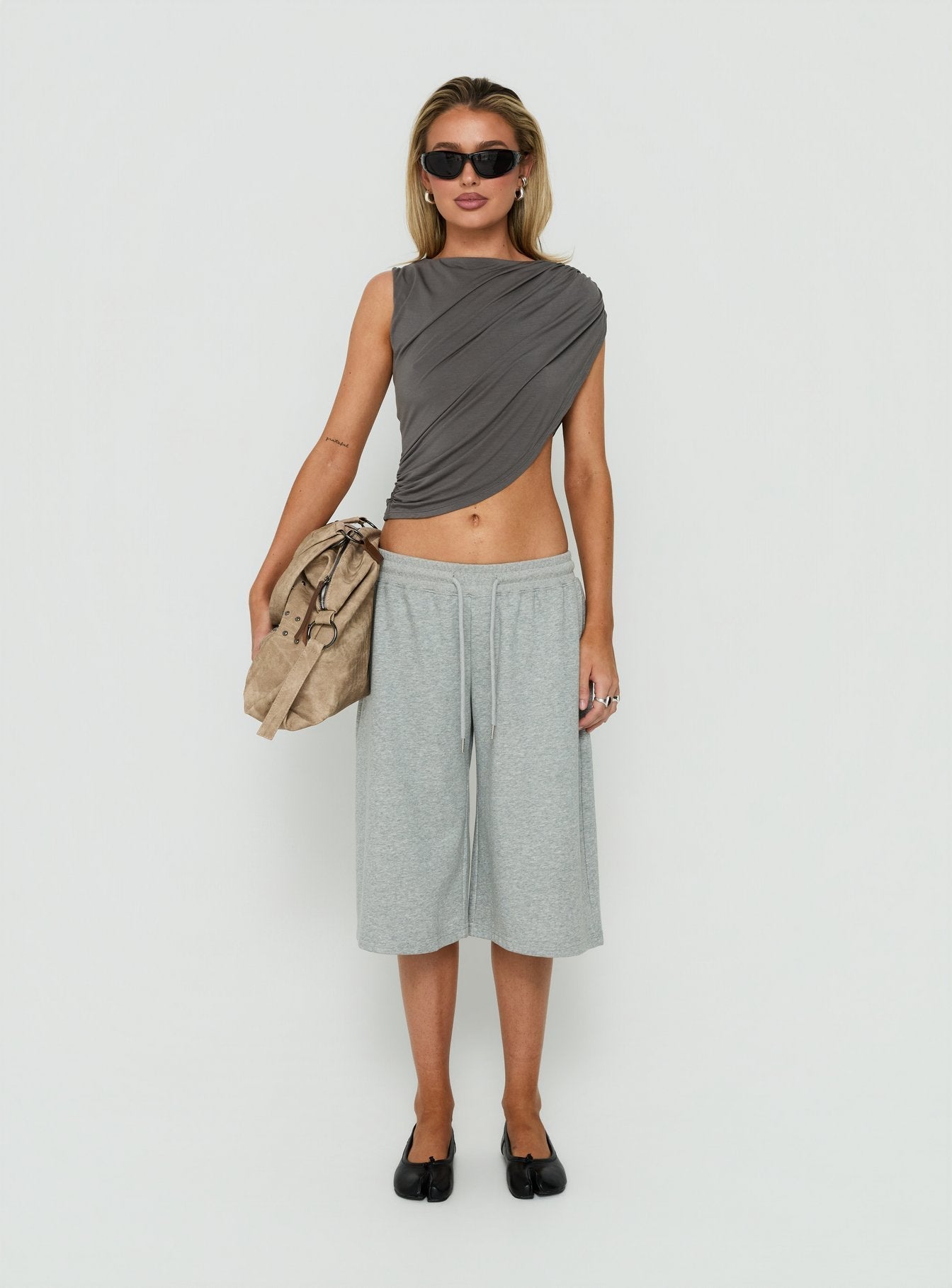 Adellah Draped Tank Top Slate