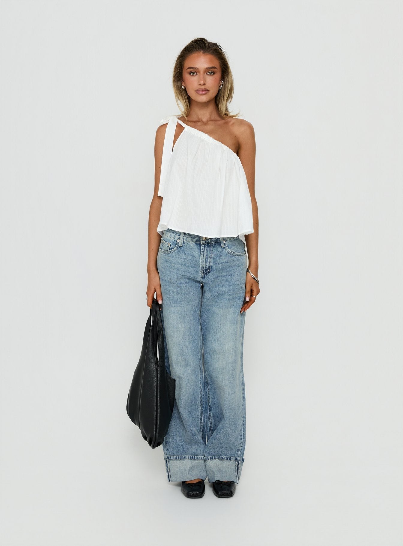Klyne One Shoulder Top White