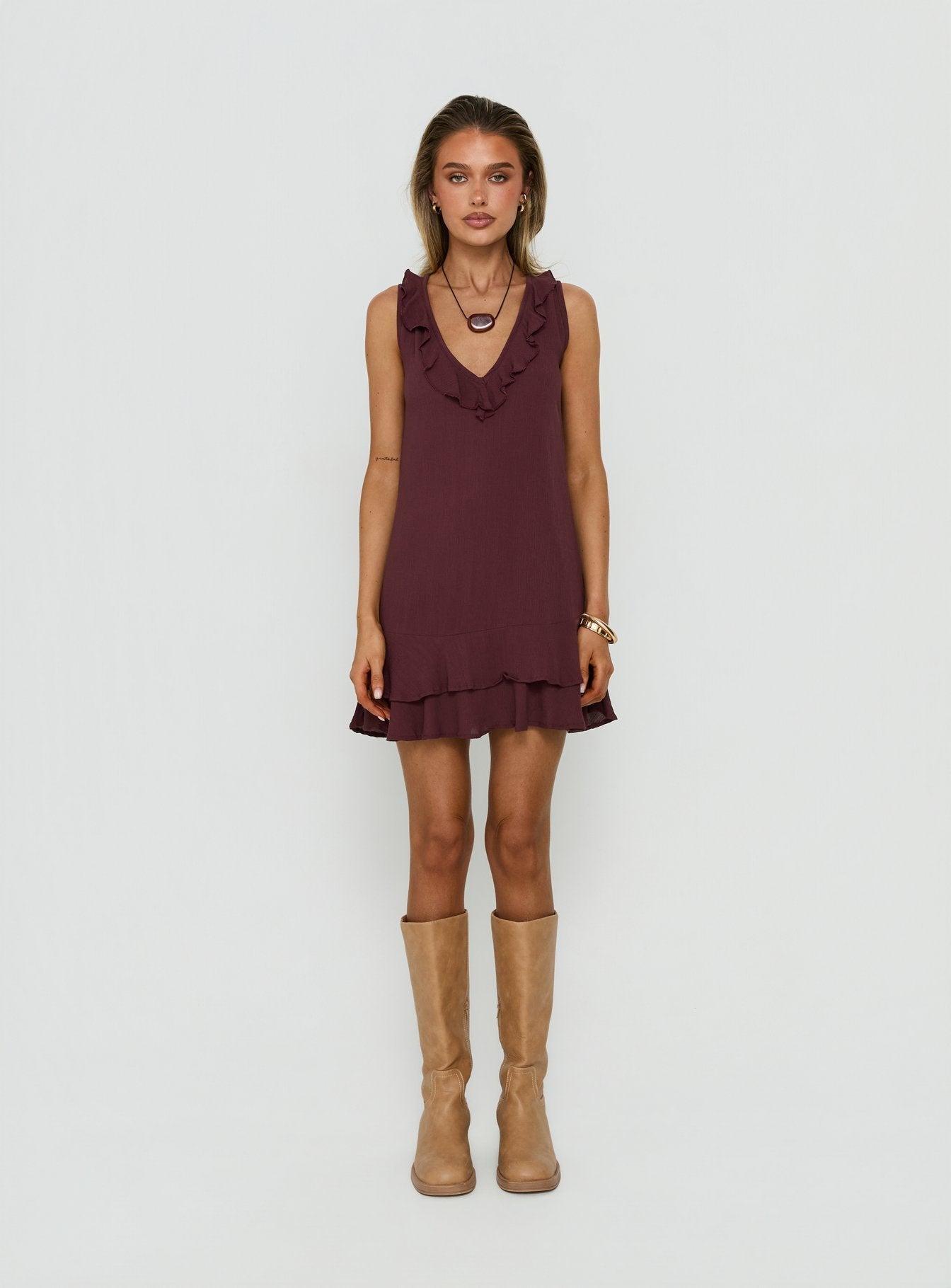 Swade Mini Dress Crinkle Plum