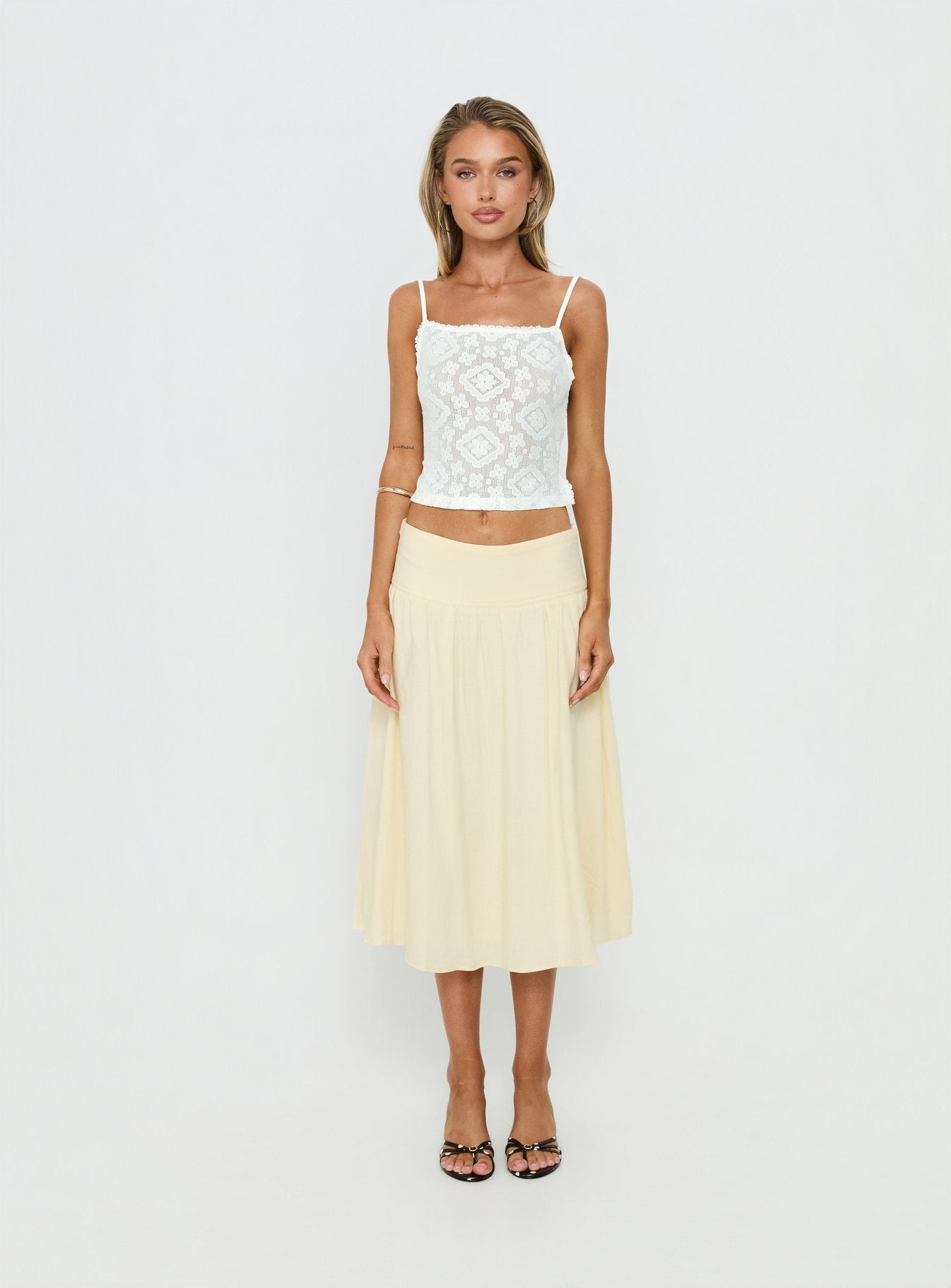 Lichen Lace Backless Top White