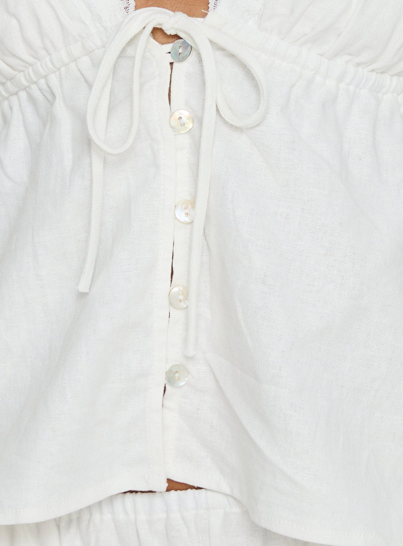 Cloud Crush Linen Halter Top White