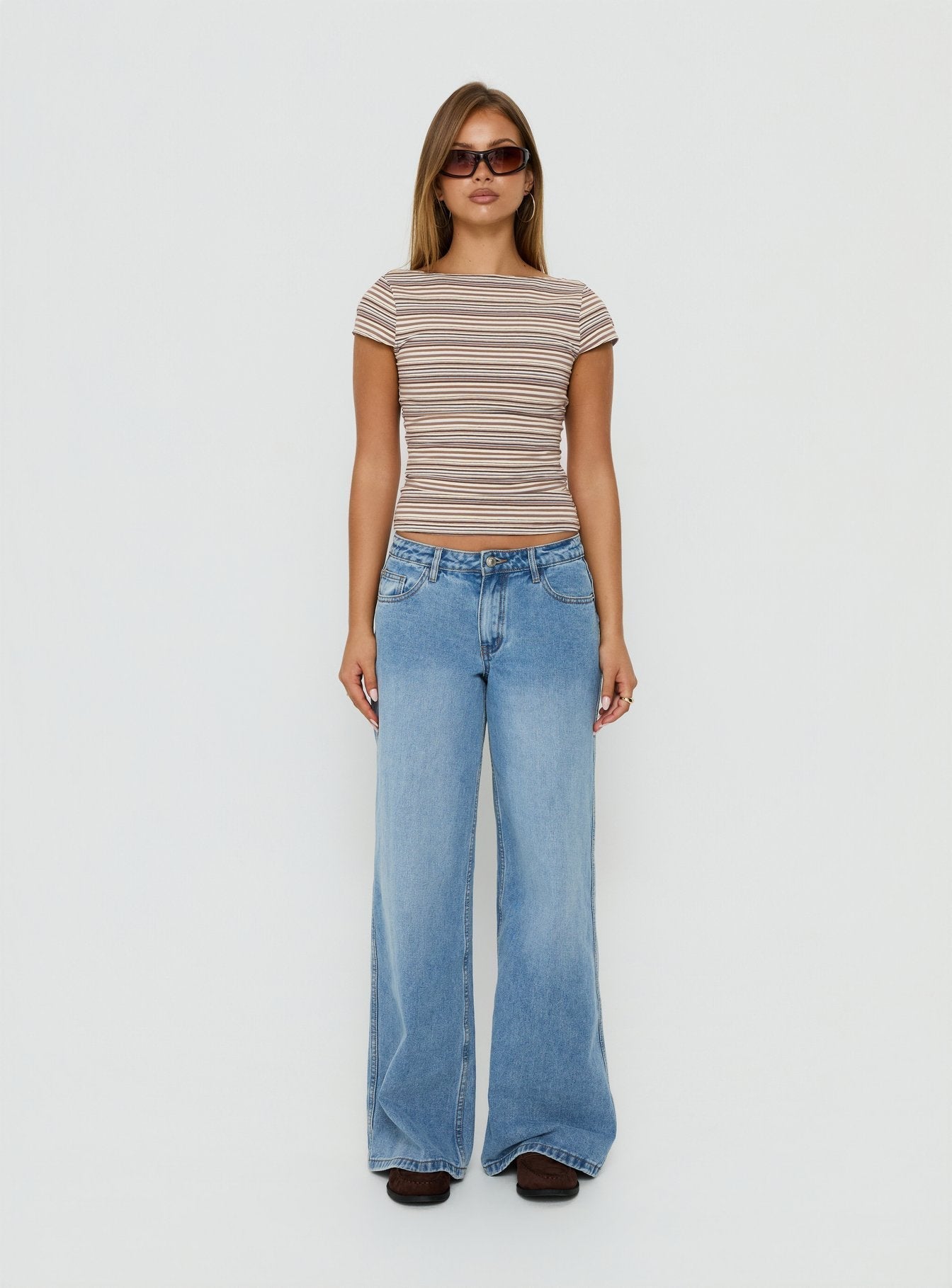 Nyren Low Back Boatneck Top Multi Stripe