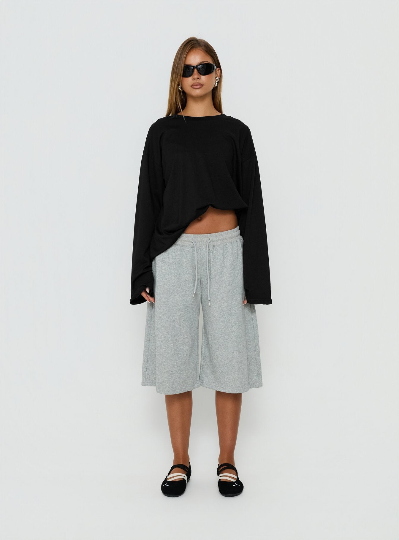 Settle Down Long Sleeve Top Black