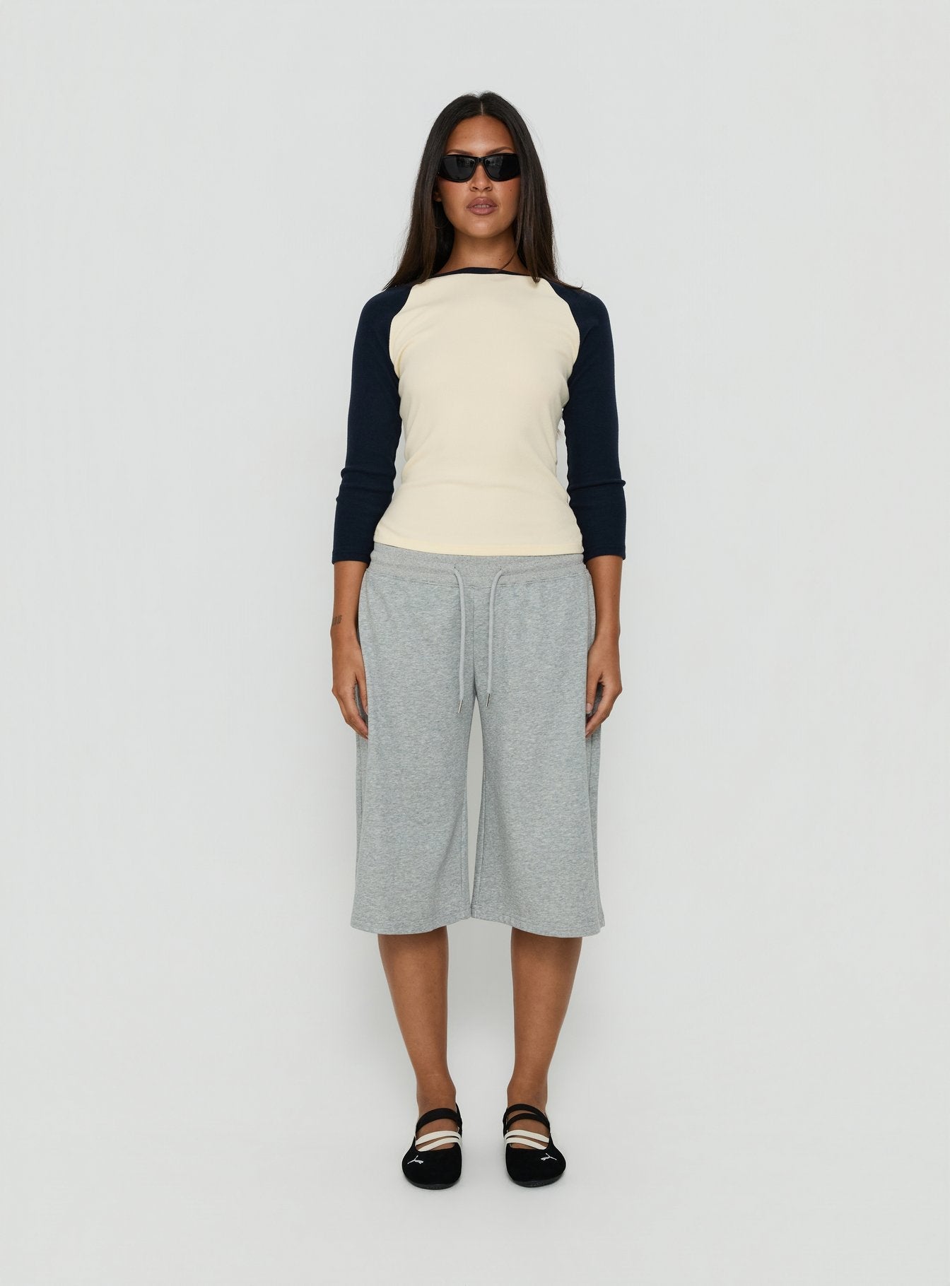 Telepathic Raglan Long Sleeve Top Cream / Navy