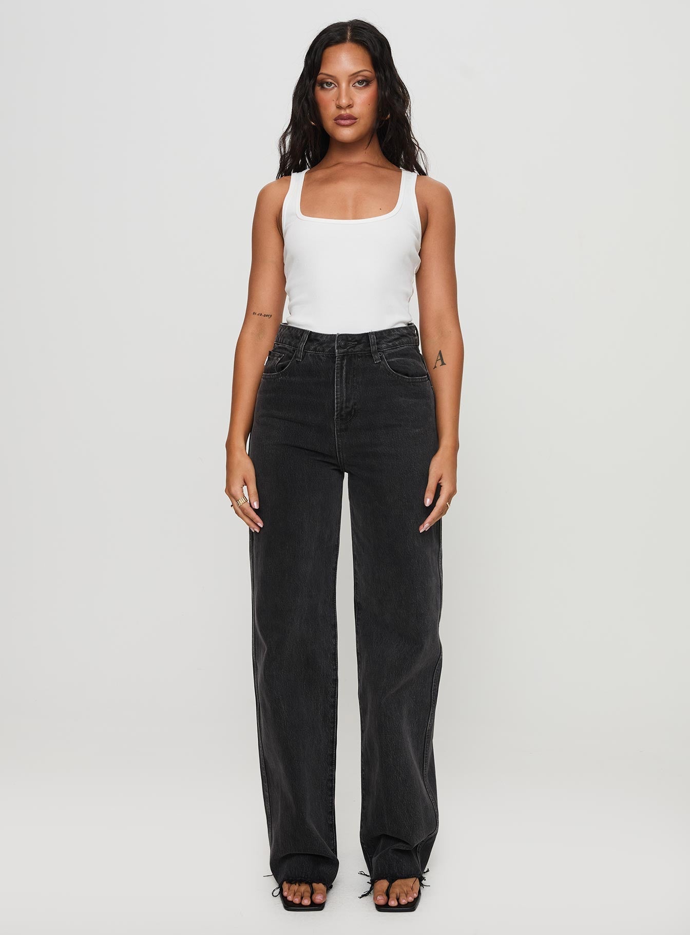 Karlina High Rise Straight Leg Jeans Charcoal