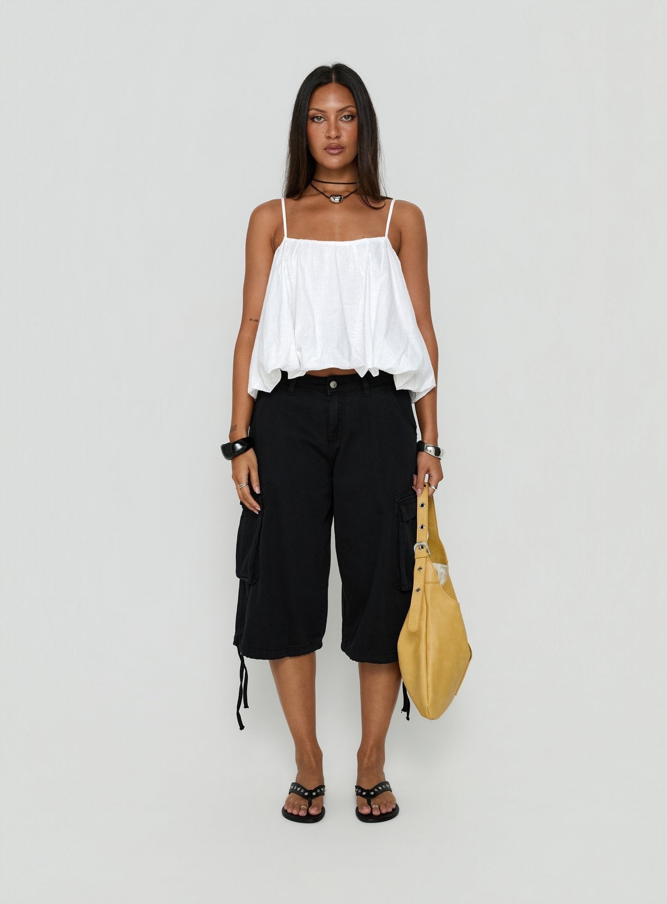 Hudsen Longline Cargo Shorts Washed Black