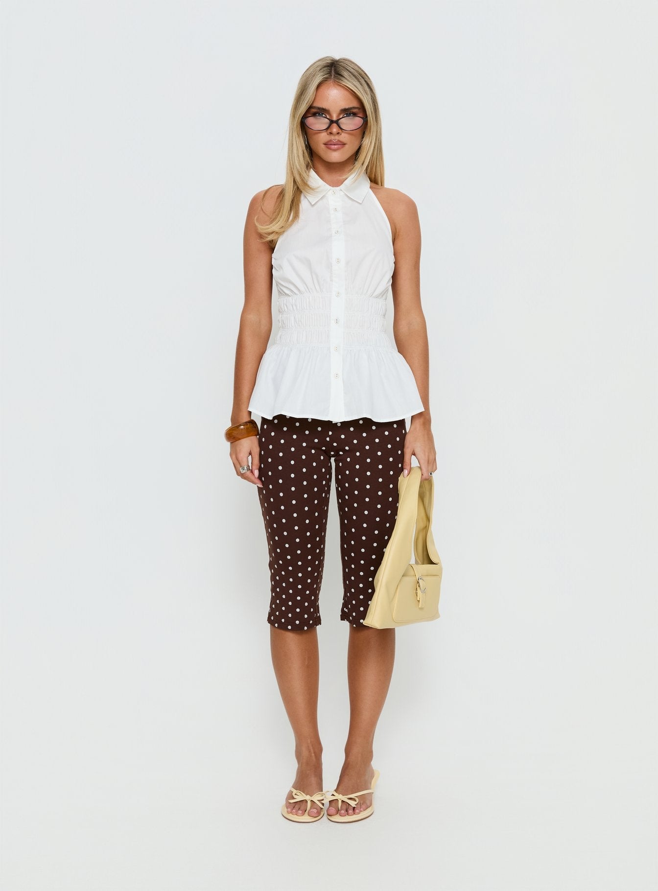 Samaira Capri Pant Brown Polka Dot