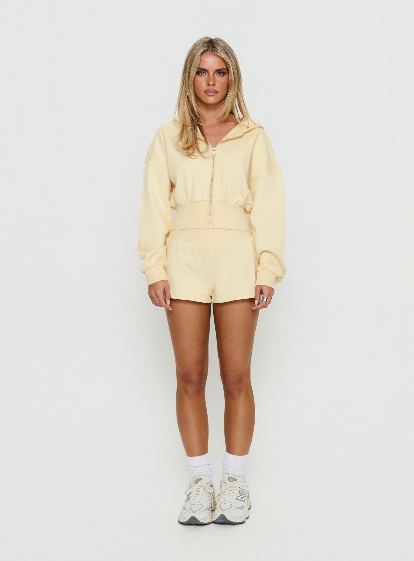 Daytime Cropped Blouson Hoodie Buttercream