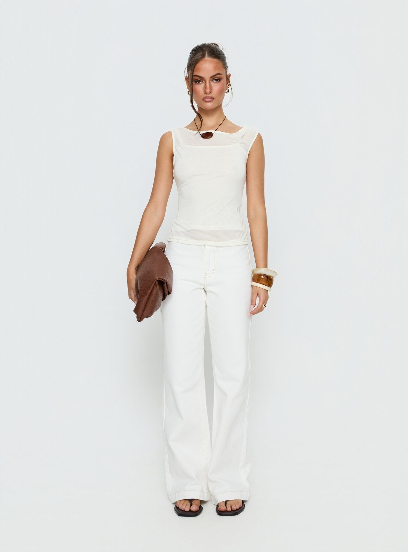 Buenos No Waist Low Rise Straight Leg Jeans White Petite