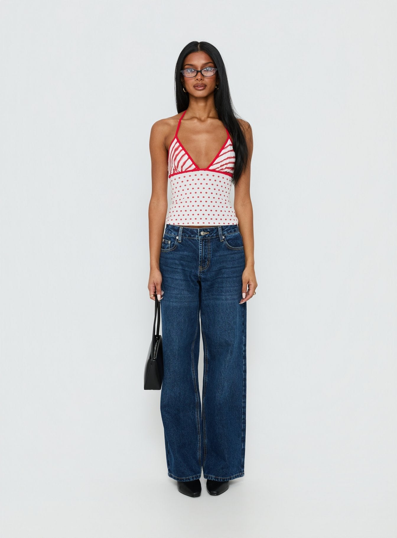 Aelina Halter Top Red / White Polka Dot