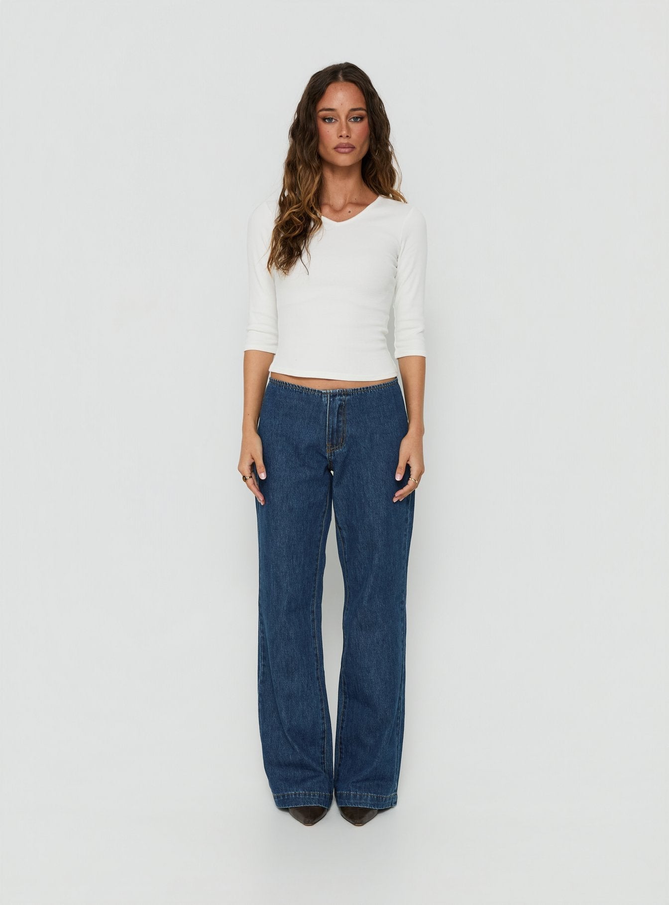 Buenos No Waist Low Rise Straight Leg Jeans Dark Indigo