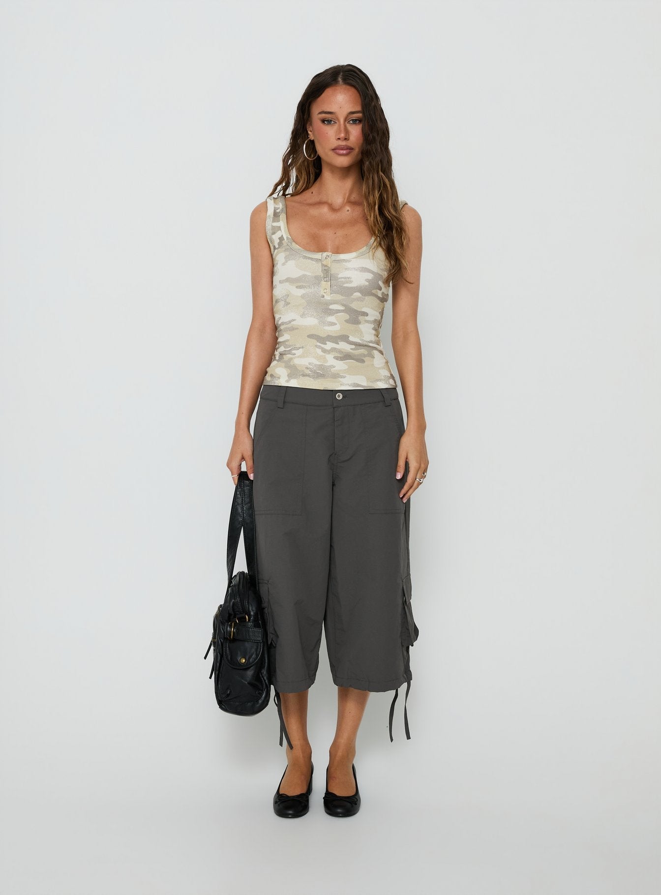 Islana Henley Tank Top Camo