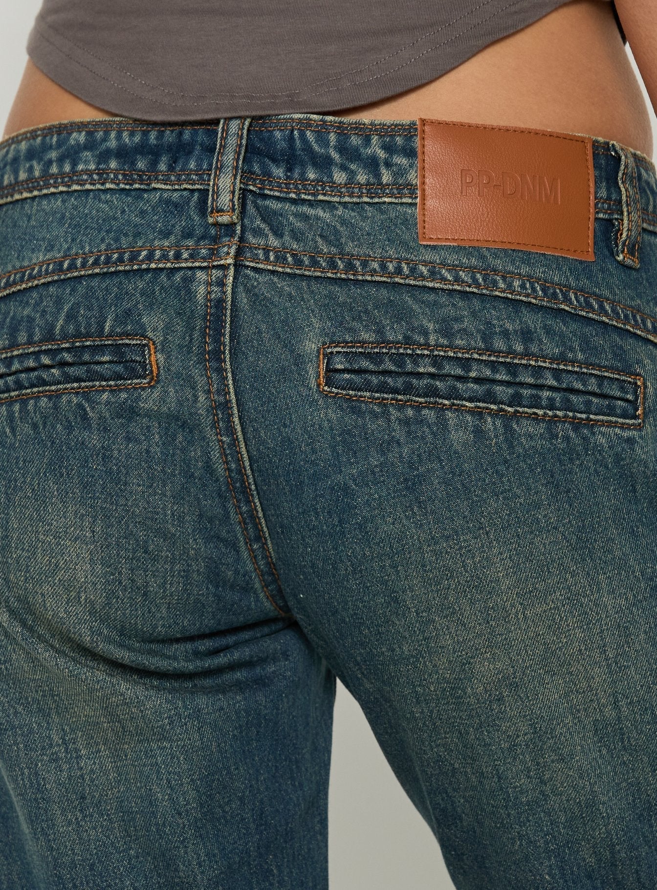 Ceilea Ultra Low Rise Denim Capri Pants Dirty Blue